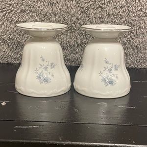 Vintage Haviland Blue Garland Candle Holders